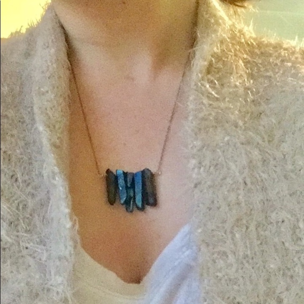 Blue Aqua Titanium Aura Crystal Boho Chic Necklace